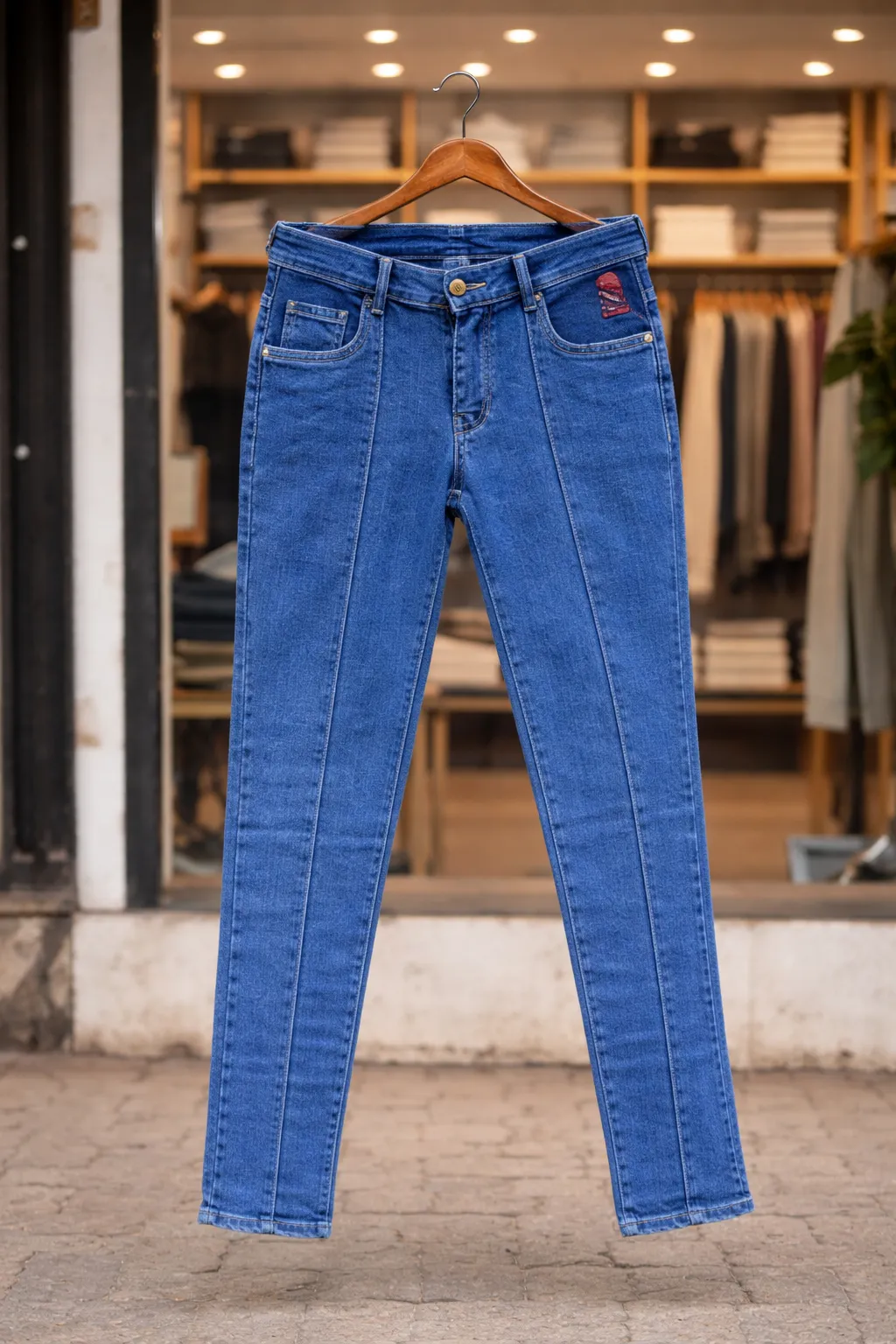 Men's Classic Blue Front-Seam Jeans